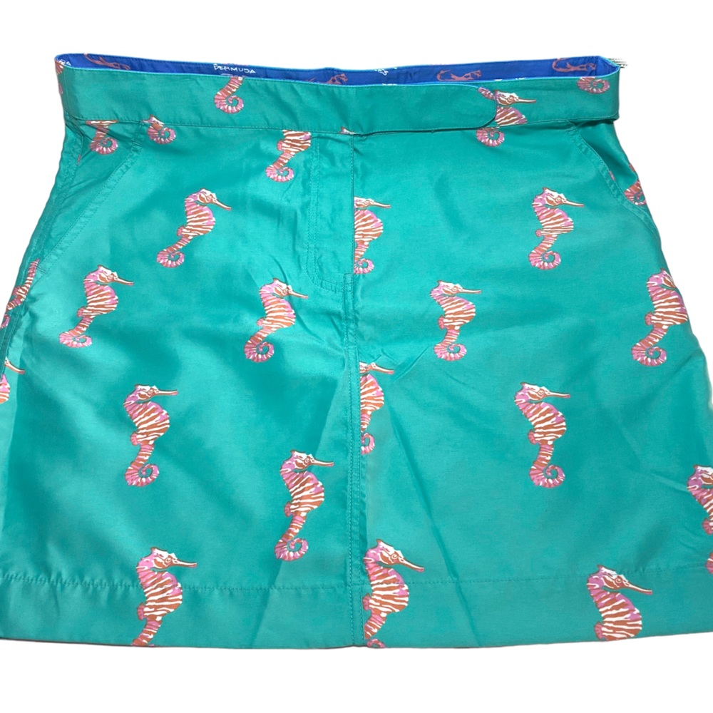Bermuda Styles Short Skirt Pink Seahorses sz 12 NWT